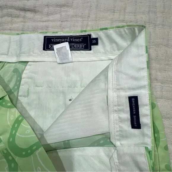 Vineyard Vines Kentucky Derby Breaker Shorts Green Lucky Horseshoe Men's Size 35 - Picture 6 of 9
